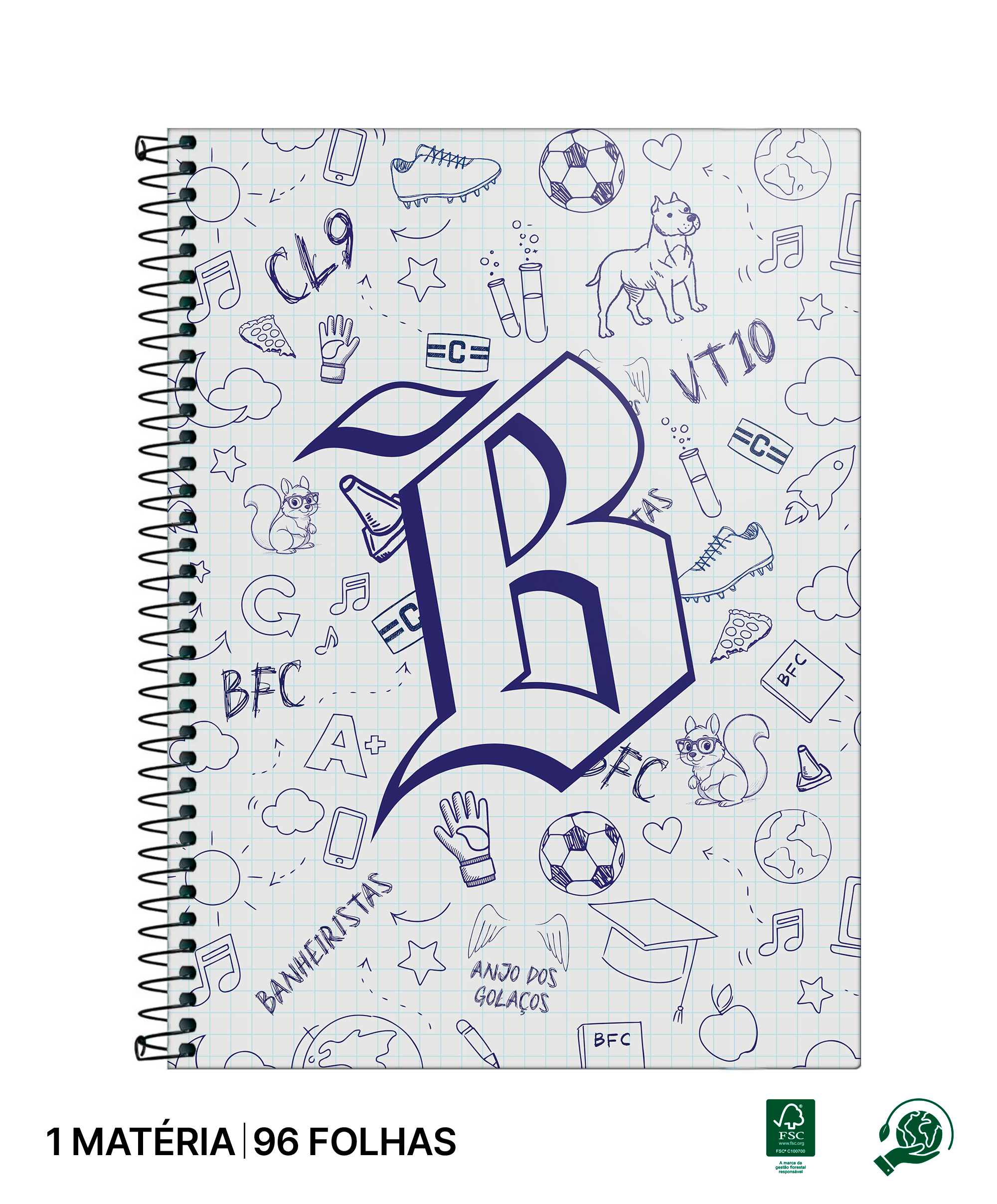 Caderno 1 matéria Banheiristas Draw 96 folhas