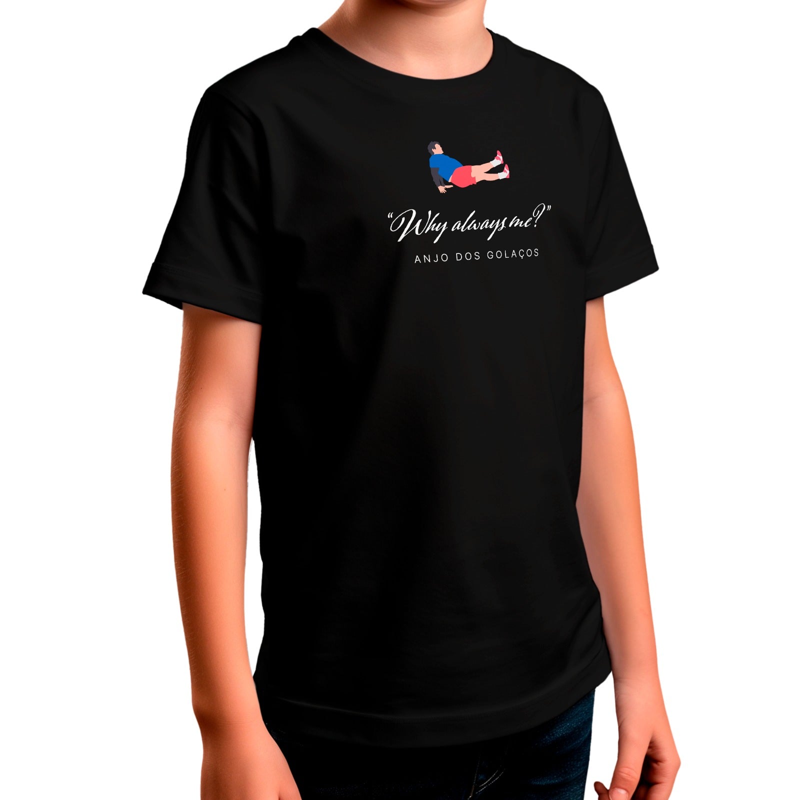 Camiseta Infantil 'Why Always Me? - Anjo dos Golaços' - Frajola